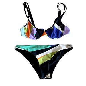 parah bikini swimsuit black green size 32C Small D1